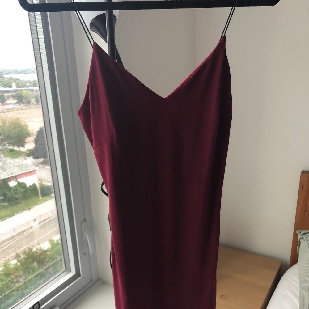 Maroon/Merlot Bodycon Thin Strap Dress